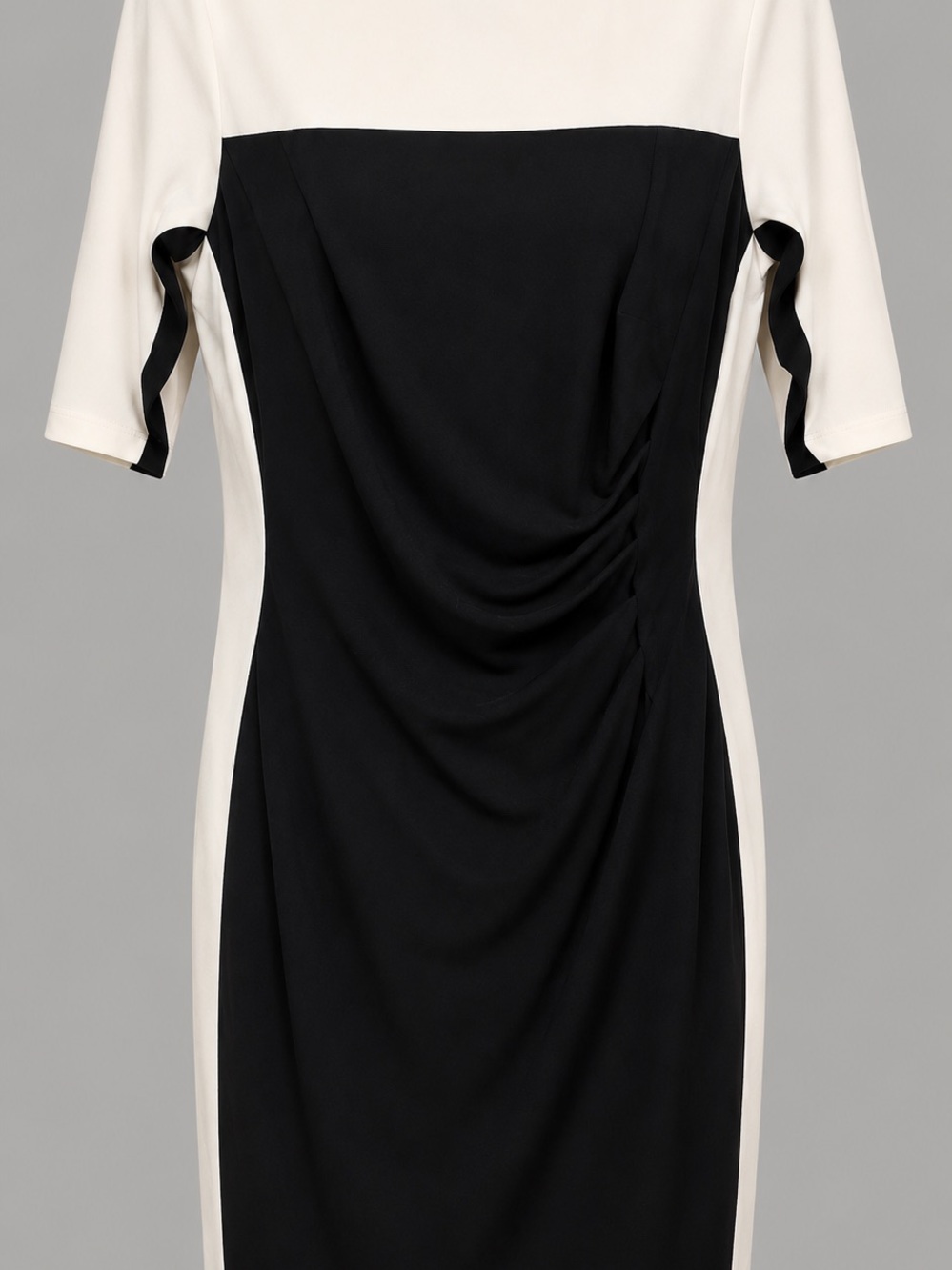 Anne Klein Black and Ivory Two-Tone Midi Dress